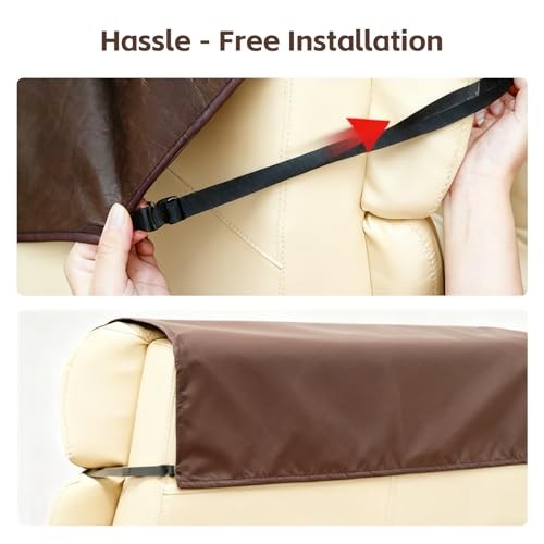 Faux Leather Non Slip Headrest Cover for Recliner Chair, Sofa & Dark Gray gallery
