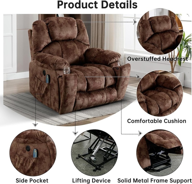 CANMOV Large Power Lift Recliner Chair for Elderly with Massage and Heated gallery