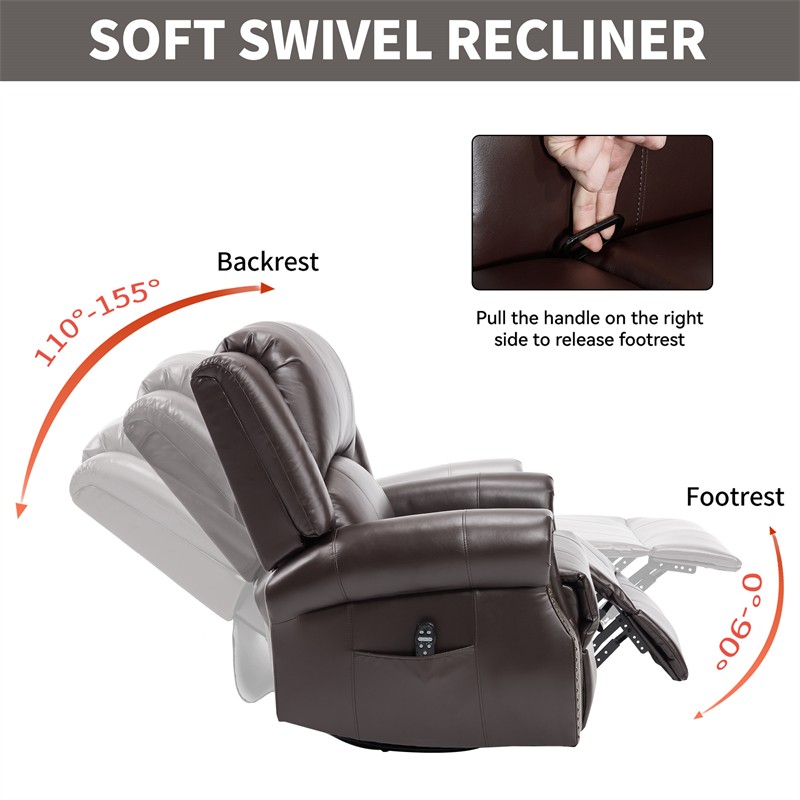 Manual Recliner Chair with Heat Therapy and Massage Function Heavy Duty Brown gallery