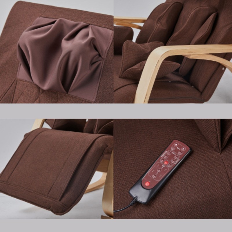 Massage Air Pressure Rocking Lounge Chair with Cotton Fabric Cushion Brown gallery