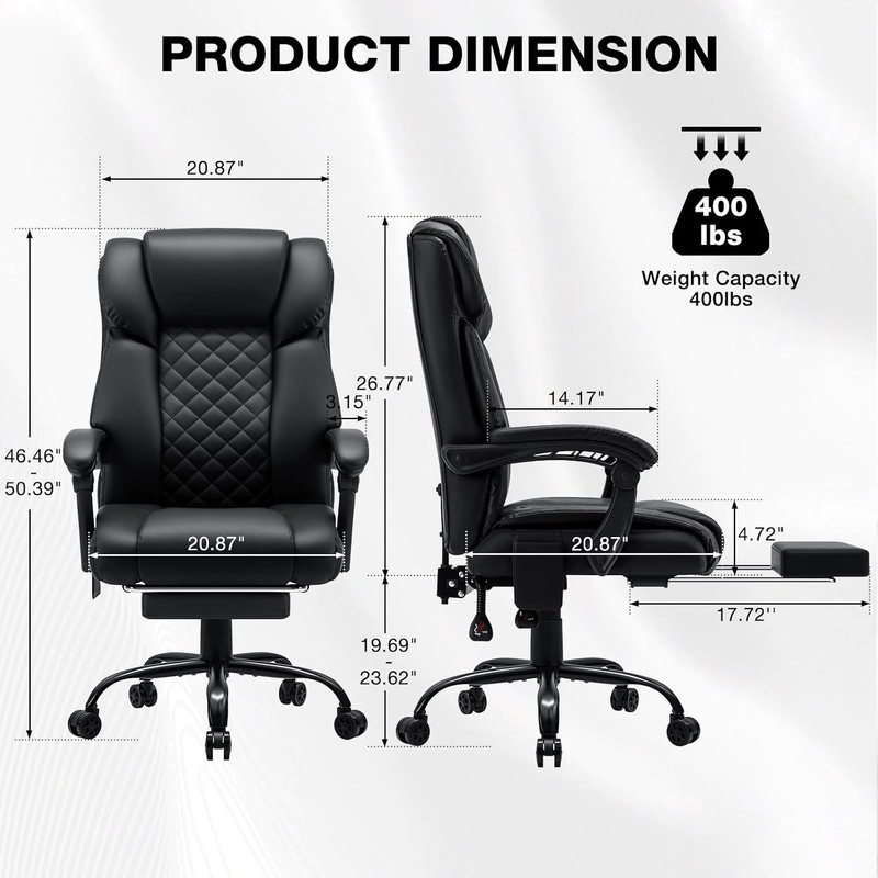 HOFFREE 400Lbs Massage Office Chair with Foot Rest 6 Points Vibration,Black | Er gallery