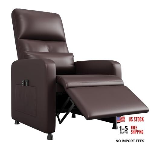 Electric Power Recliner Chair, Tall Back PU Leather Sofa, Ergonomic Padded