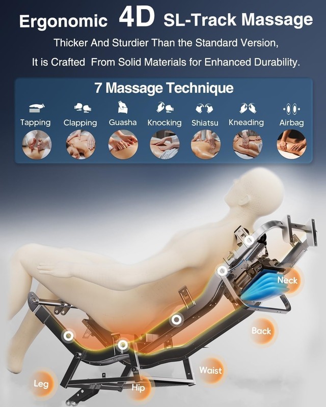 2026 4D Massage Chair Full Body, 24 Modes Zero Gravity SL-Track Shiatsu Recliner gallery