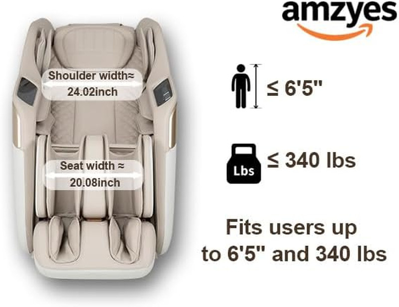 4D Full Body Massage Chair, Zero Gravity, 20 Modes, Bluetooth, Beige gallery