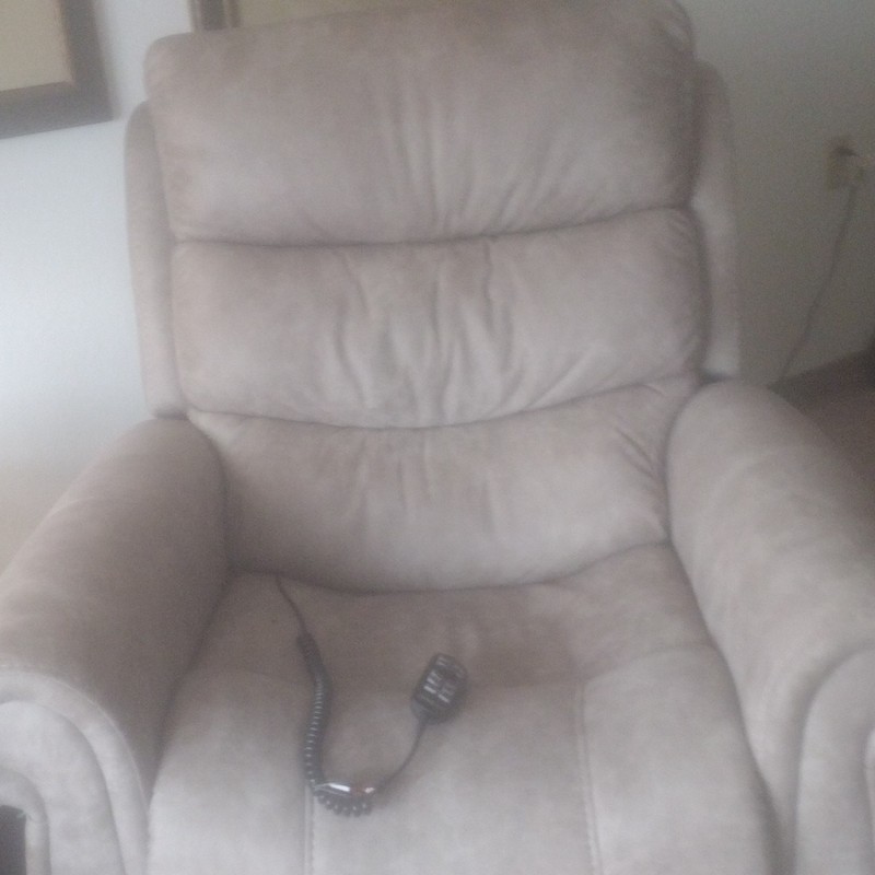 Beige Electric Lift Recliner Chair with Remote Control, Fabric Upholstery
