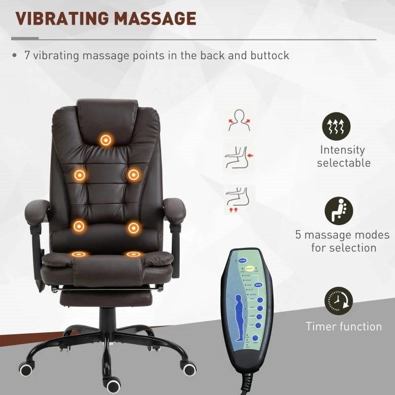 Espresso 7 Mode Vibrating High Back Executive Massage Adjustable Office Chair gallery