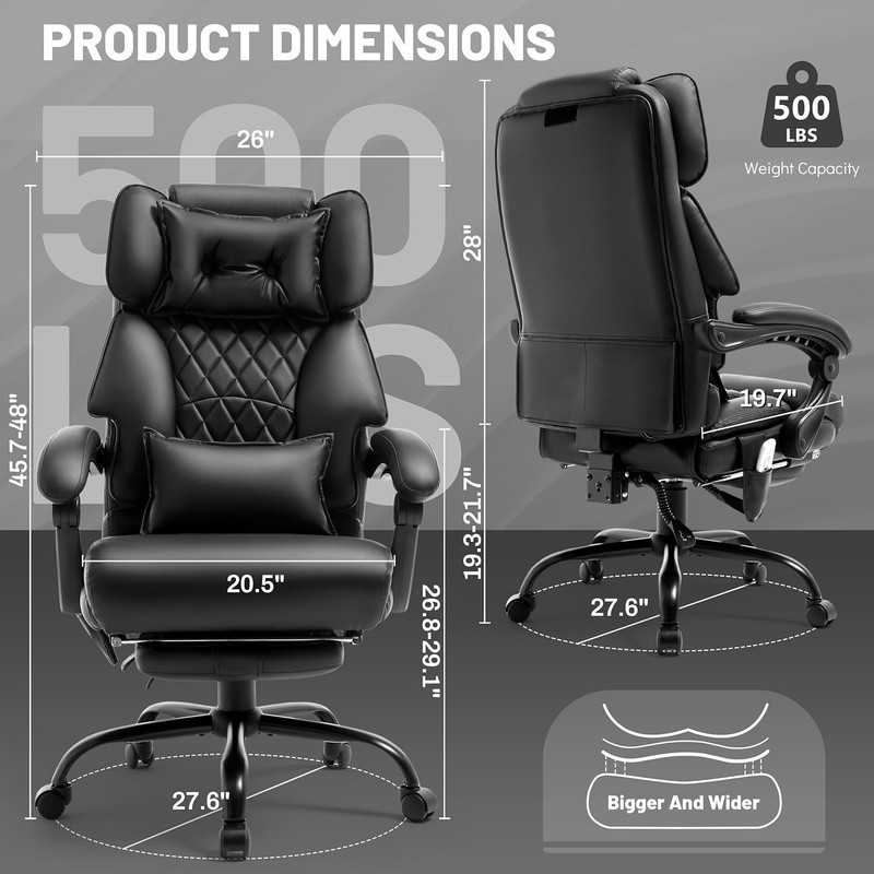 Massage Office Chair with Foot Rest, Points Vibration & Heat Executive Office Ch gallery