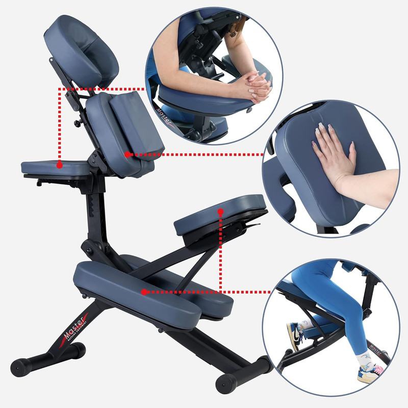 Master Massage Rio Portable Massage Chair - Royal Blue, Lightweight 24 Lbs, Alum gallery