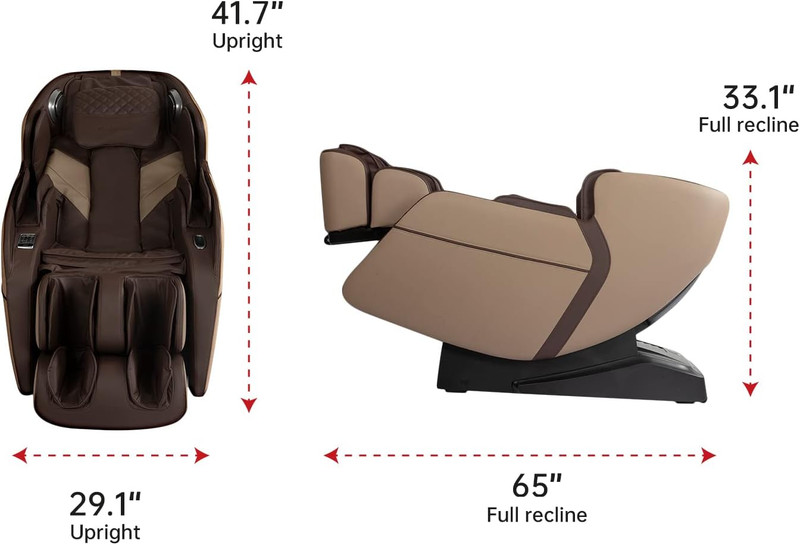 SL Track Full Body Massage Chair with Bluetooth, Foot Roller & USB Charger, Brow gallery