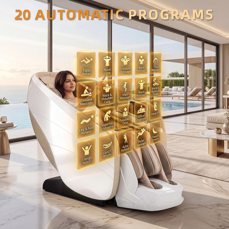 4D Zero Gravity Full Body Massage Chair with Aroma System - White gallery