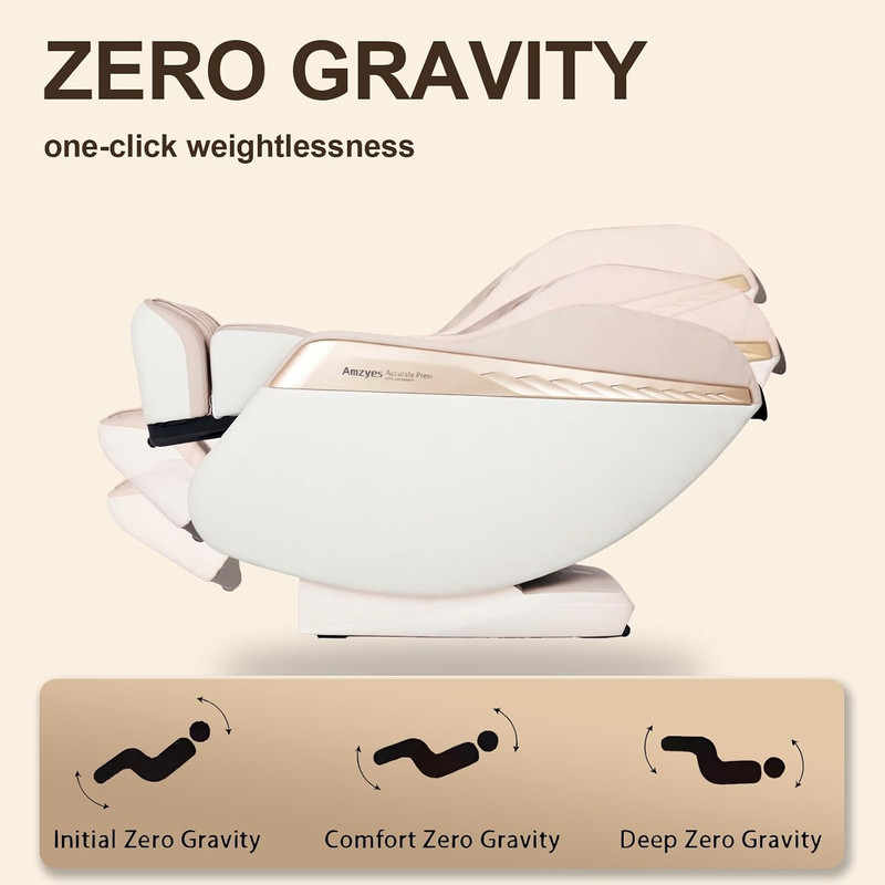 4D Full Body Massage Chair, Zero Gravity, 20 Modes, Bluetooth, Beige gallery