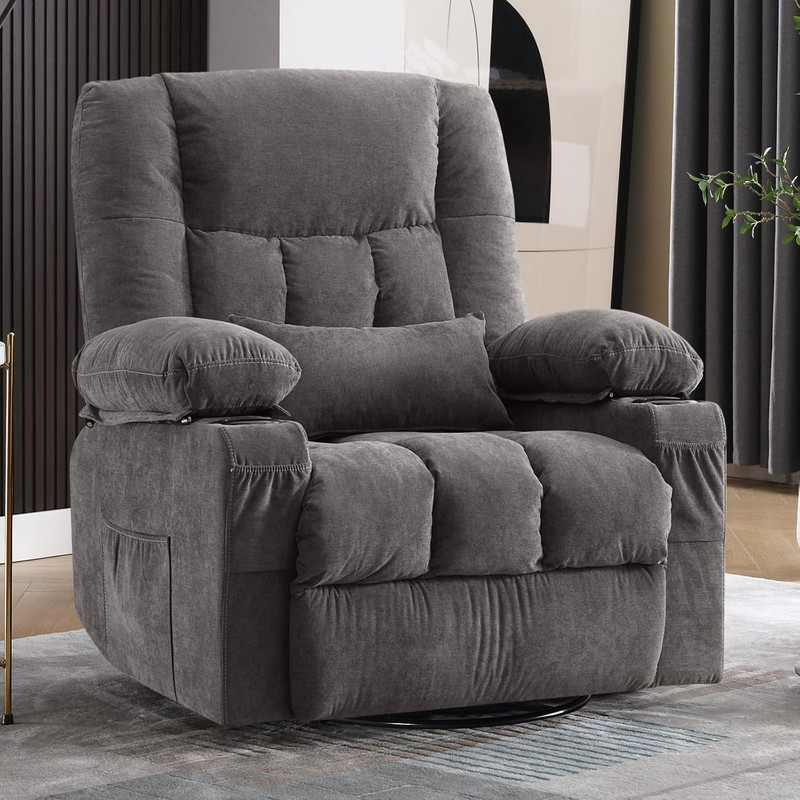 Massage Swivel Rocker Recliner Chair with Vibration Massage and Heat Ergonomic L