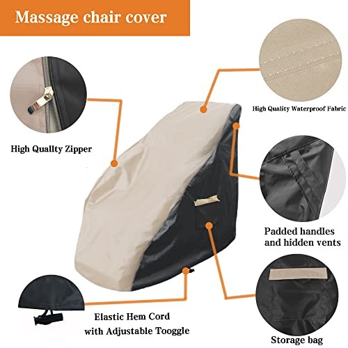 Massage chair cover, 600D full body shiatsu massage chair protector, Khaki deep gallery