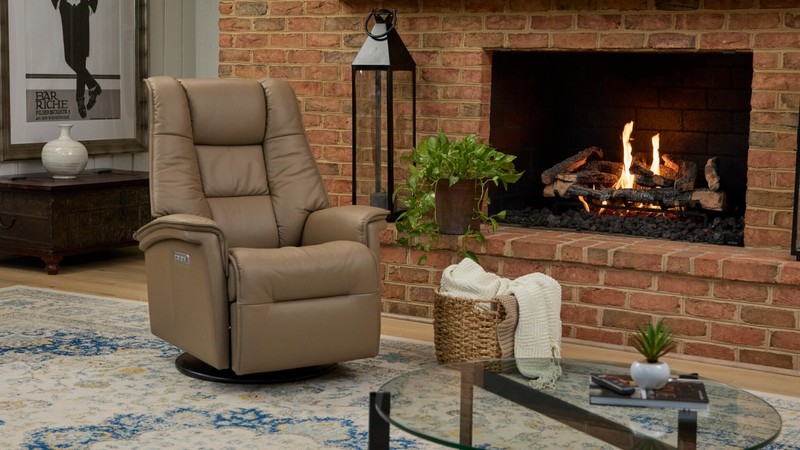 Large Fjords Paris Swing Relaxer 3 Motor Power Recliner Chair Nougat Leather gallery