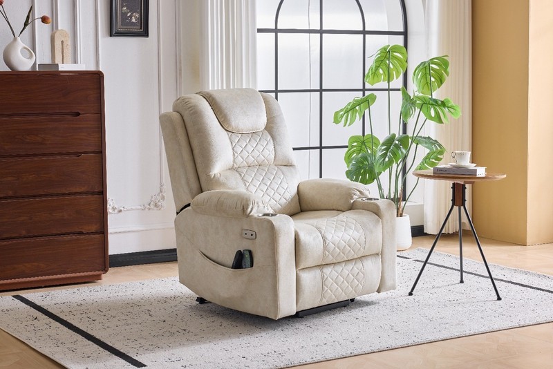 Oversized Power Lift Recliner Massage Chair, Single Motor, Heating & Vibration