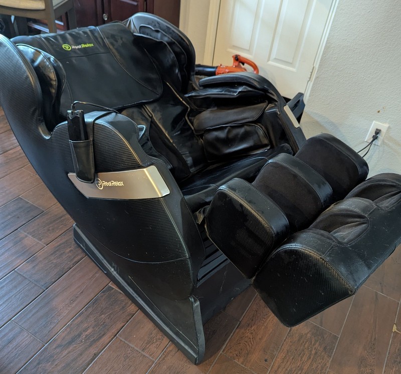 Real Relax Electric Massage Recliner Chair Black Faux Leather Remote Control