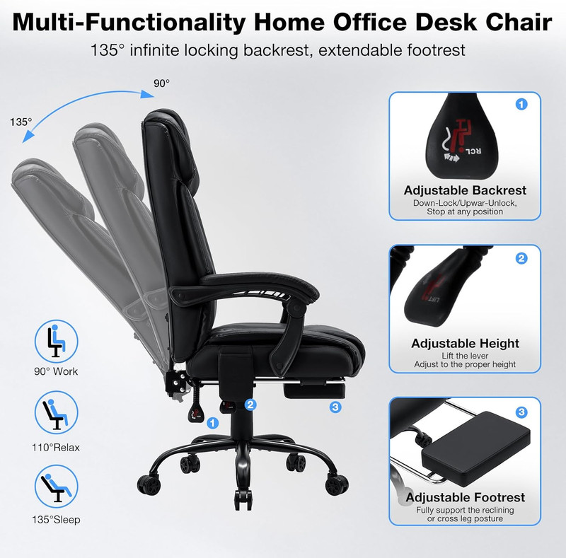 HOFFREE Massage Office Chair with Heat 7 Points Vibration Ergonomic Executive Of gallery