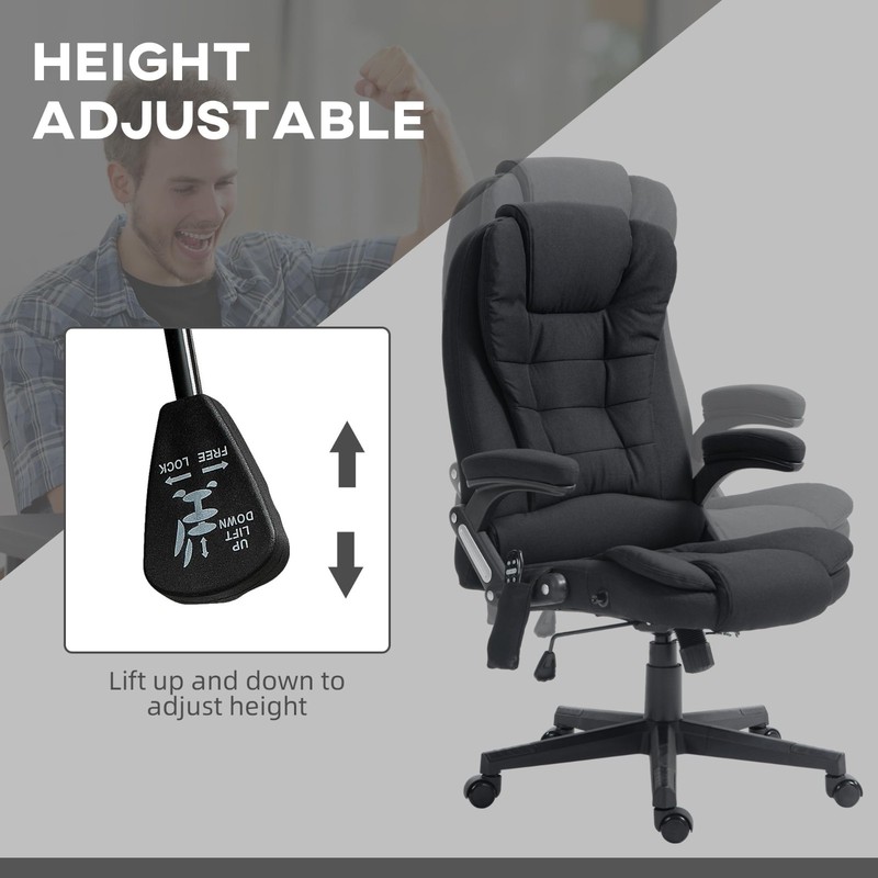 6-Point Vibrating Massage Office Chair with Heat, Reclining Backrest & Padded Ar gallery
