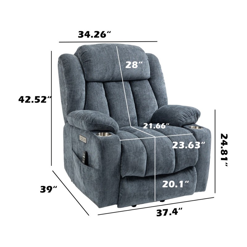 Power Lift Recliner Chair with 8-Point Massage,Lumbar Heat,USB Ports&Cup Holders gallery