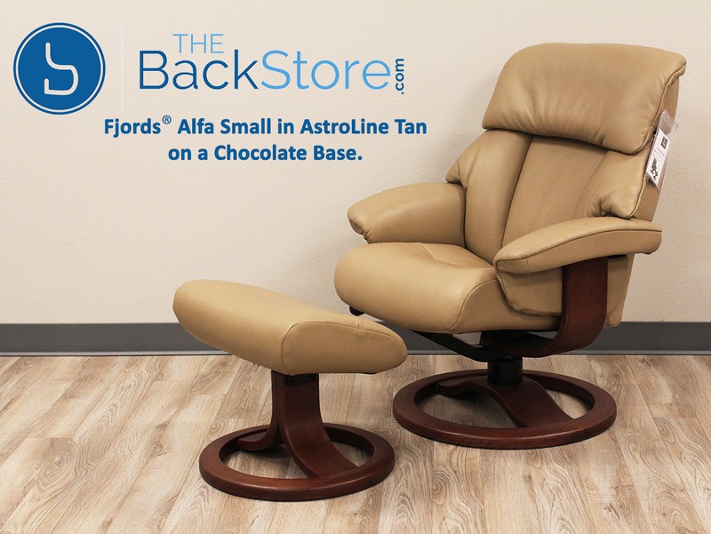 Fjords Alfa Small Recliner Chair and Ottoman AL 552 Tan Leather Lounger gallery