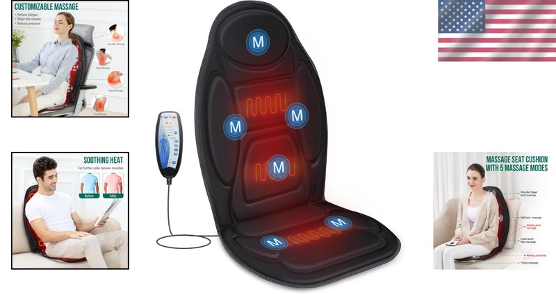 Vibration Seat Massager Pad with Heat - Ideal for Stress Relief & Relaxation gallery