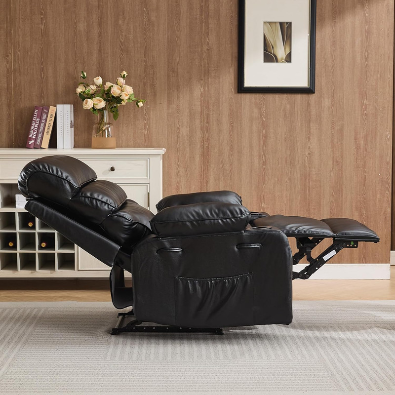 Extra Wide PU Leather Recliner with Massage & Heat for Ultimate Comfort gallery