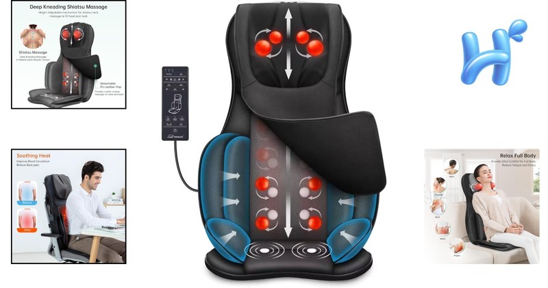 Portable Ultimate Massage Chair Pad with Heat, Shiatsu Therapy & Compression gallery