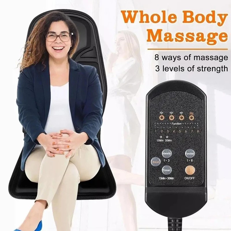 Massage Seat Cushion Heated Back Neck Chair Pad 8 Mode Car Home Office AU gallery