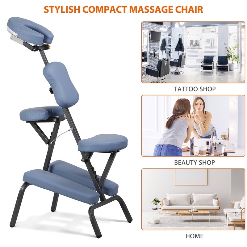 Portable Folding Tattoo Chair Salon Massage Chair Table Facial Spa Pad Home Blue gallery