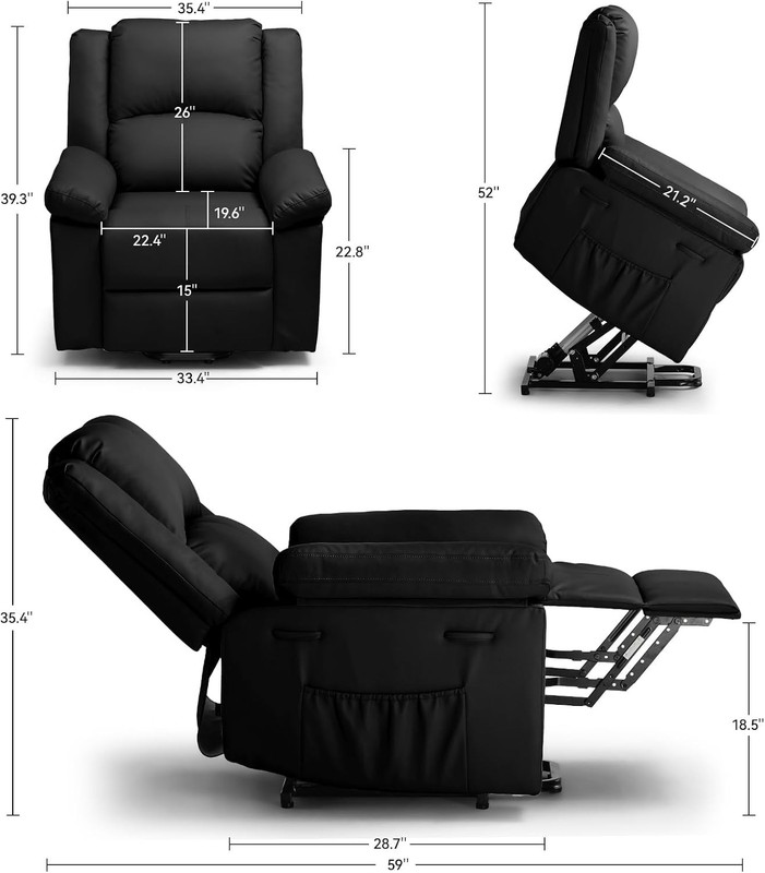 COMHOMA Power Lift Recliner for Elderly, Lift Chair with Heat and Massage，PU Rec gallery