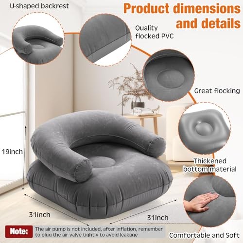 Pcs Inflatable Lounge Chair Deck Chair Lazy Sofa, Blow Up, Folding, 2 Dark Grey gallery