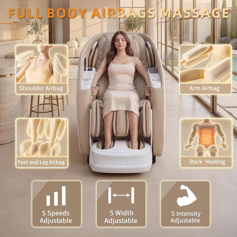 4D Zero Gravity Full Body Massage Chair with Aroma System - White gallery