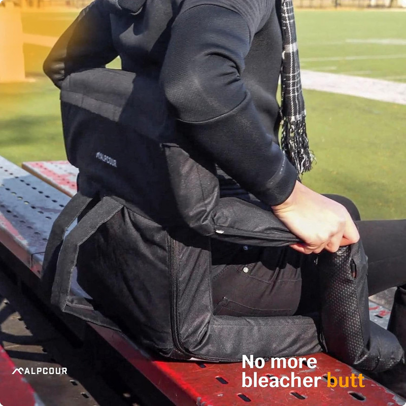 Alpcour Heated Massage Reclining Stadium Seat for Bleachers – Wide Bleacher Chai gallery