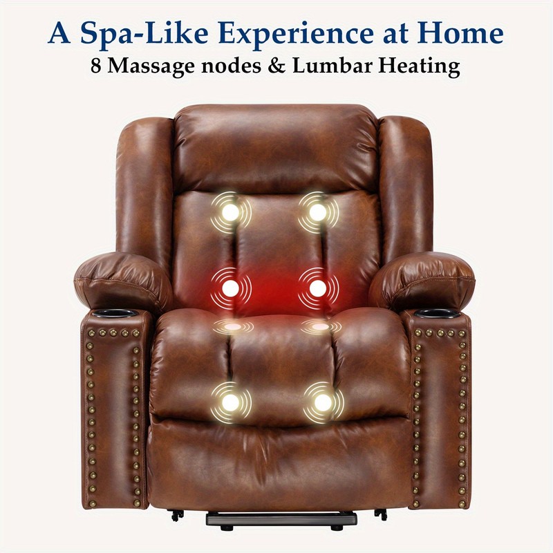 Extra-Large Electric Lift Recliner Chair with Extended Footrest, Heat & Massage gallery