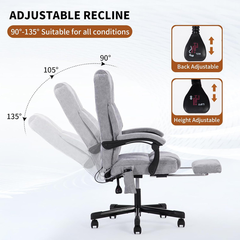 Massage Office Chair with Foot Rest,High Back & Heat 6 Vibration Points, Executi gallery