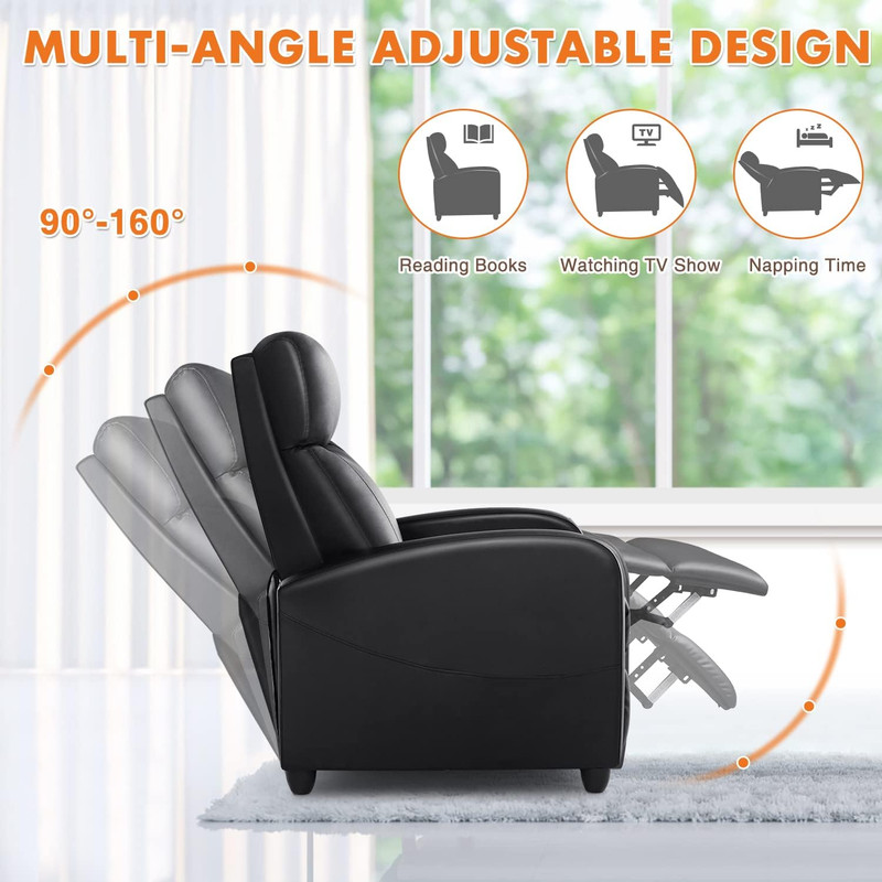 Adjustable Massage Recliner Chair with Lumbar Support for Living Room, Black gallery