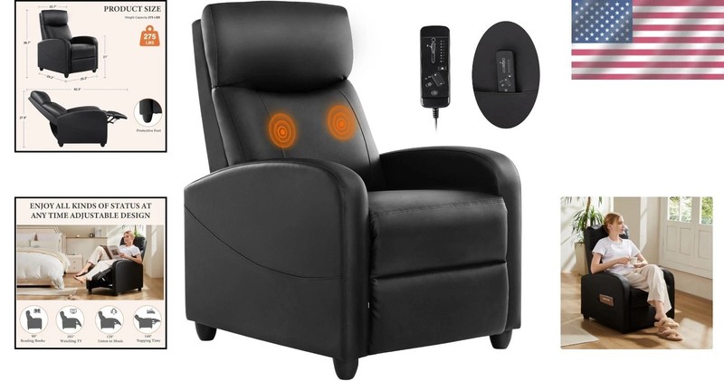 Sophisticated Massage Recliner with Lumbar Support - Perfect for Home Theaters gallery