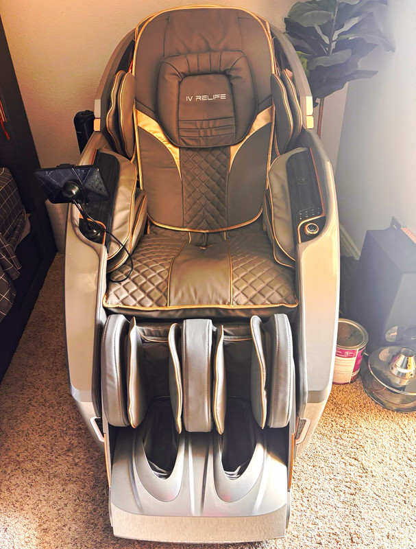 IV RELIFE Electric Massage Chair, Solid Pattern, Gray/Gold, 1-Seater