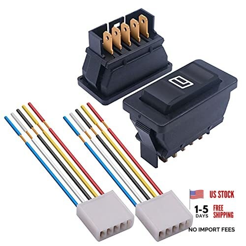 2Pcs 5 Pin Car Window Switch 12V 20A Control Power Window Lift Momentary LED