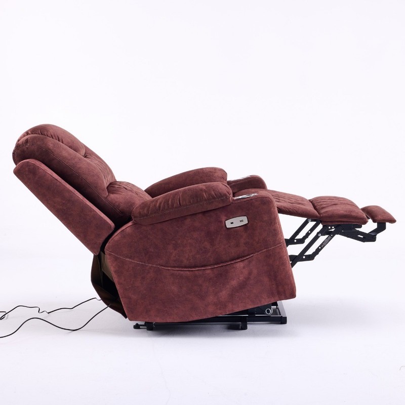Power Lift Recliner Massage Chair with Heating & USB Ports, Reddish Brown gallery