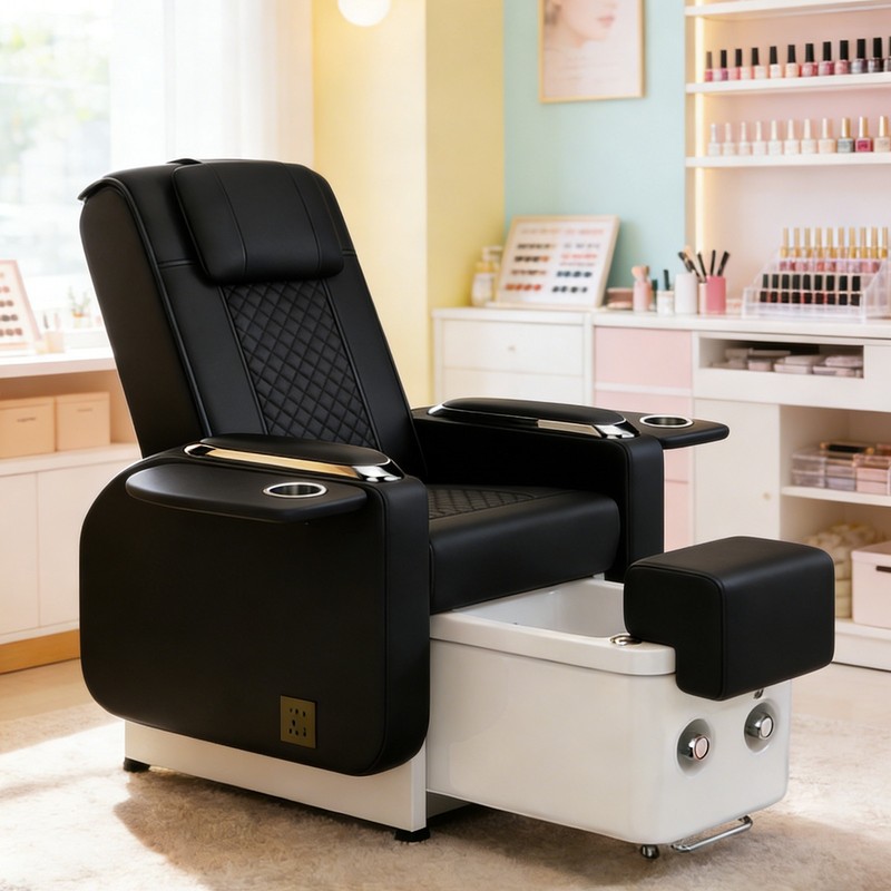 Black Pedicure Spa Chair Recliner Manicure Nail Tech Back Massage Salon Footbath gallery