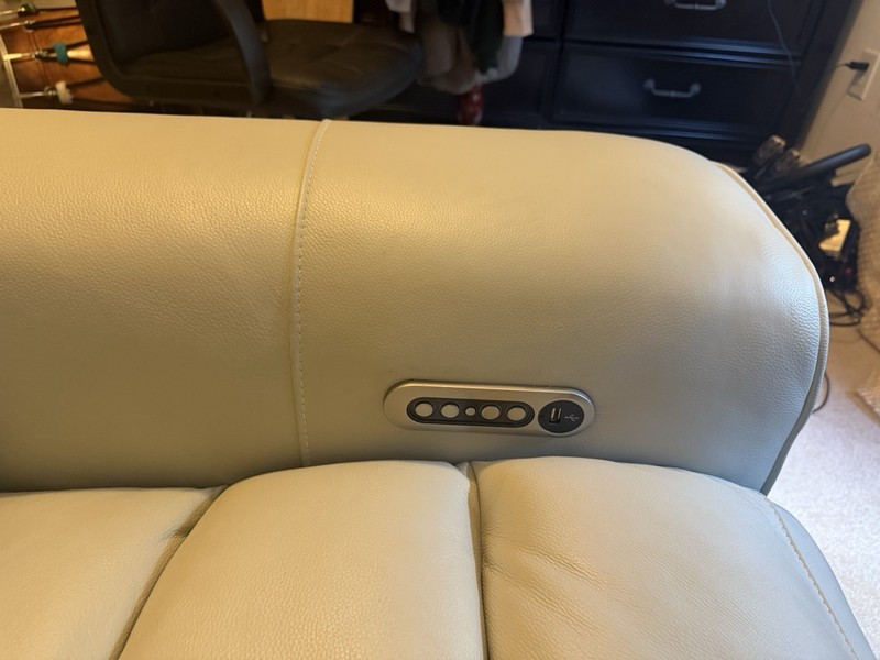 Beige Faux Leather Recliner Chair, Solid Pattern, Living Room Seating Chair gallery