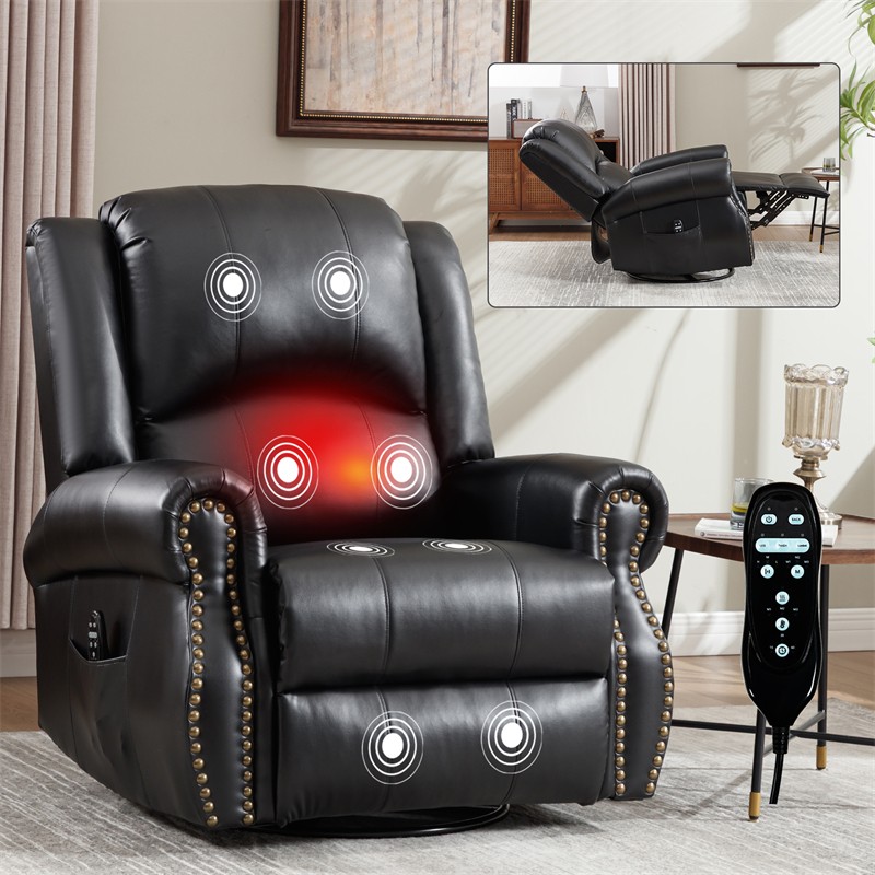 Massage Swivel Rocker Recliner Chair w/ Vibration Massage Heat Ergonomic Lounge gallery
