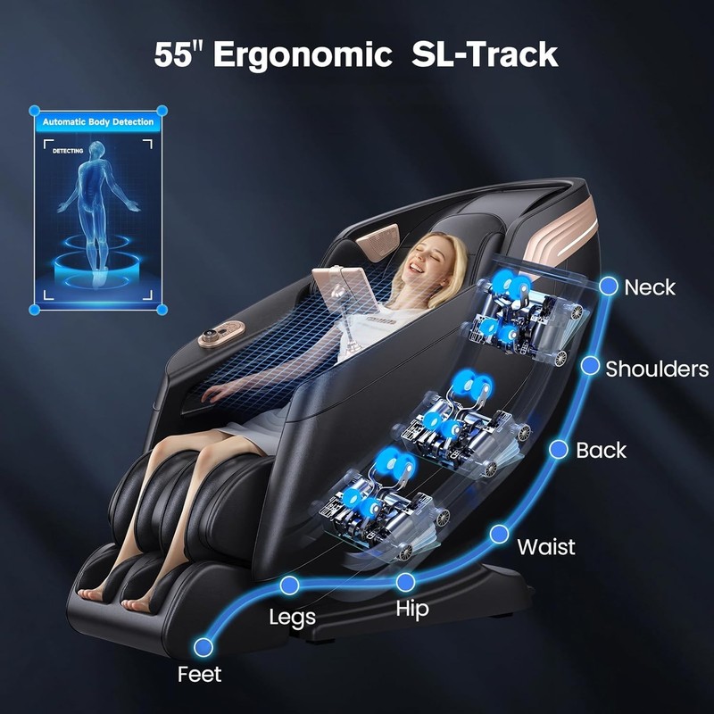 Full Body 4D Zero Gravity Massage Chair Recliner SL Track, AI Voice Control,Heat gallery