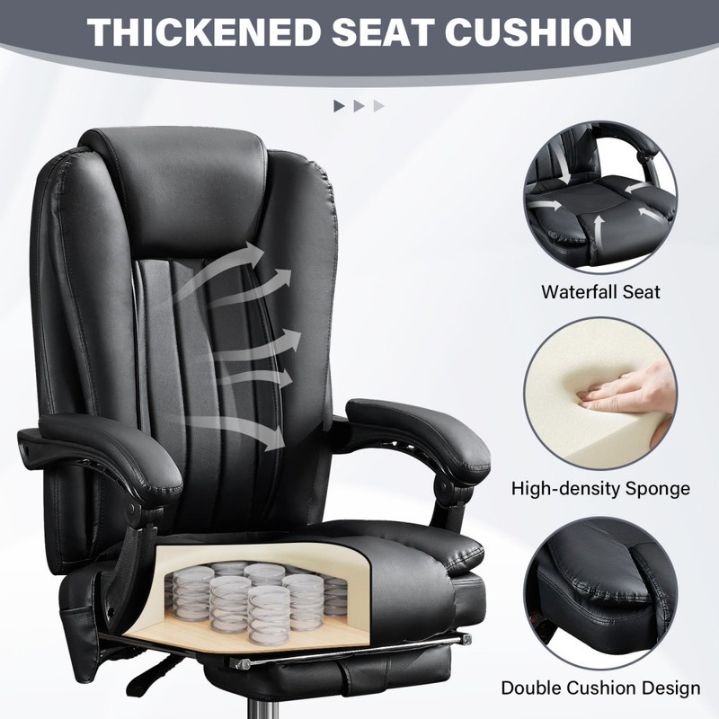Reclining Massage Chair w/ Heat & Vibration, Office Chair w/ Footrest gallery