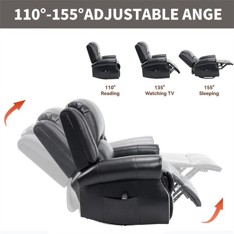 Massage Swivel Rocker Recliner Chair w/ Vibration Massage Heat Ergonomic Lounge gallery