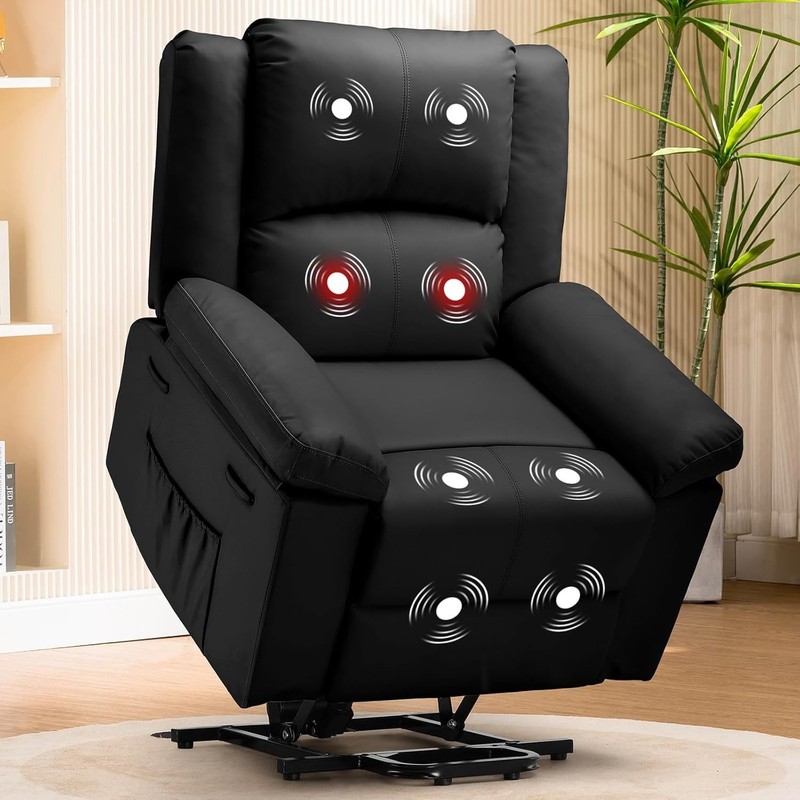 COMHOMA Power Lift Recliner for Elderly, Lift Chair with Heat and Massage，PU Rec