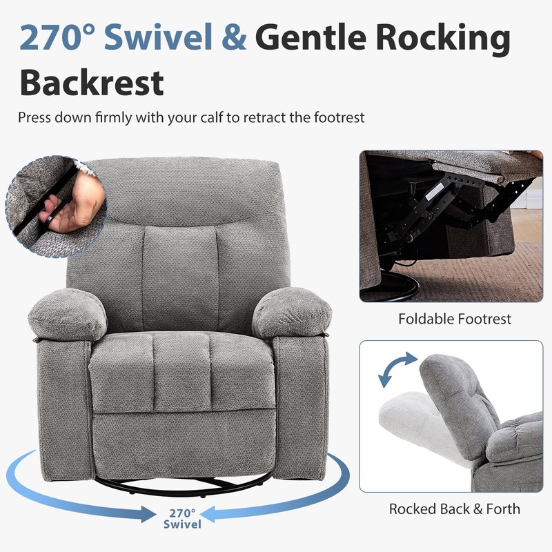 Swivel Rocker Recliner Chair with Vibration Massage & Lumbar Heating Recliner gallery