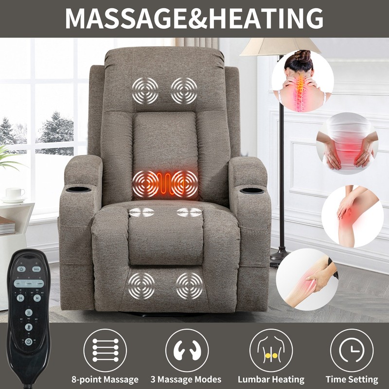 Power Lift Recliner Chair with Massage & Heat, Up to 350 lbs, Brown gallery