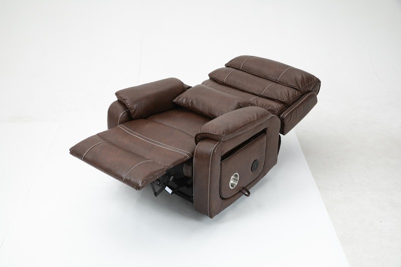Power Lift Recliner Lounge Sofa w/Massage&Heat, Brown Leather Chair for Elderly gallery